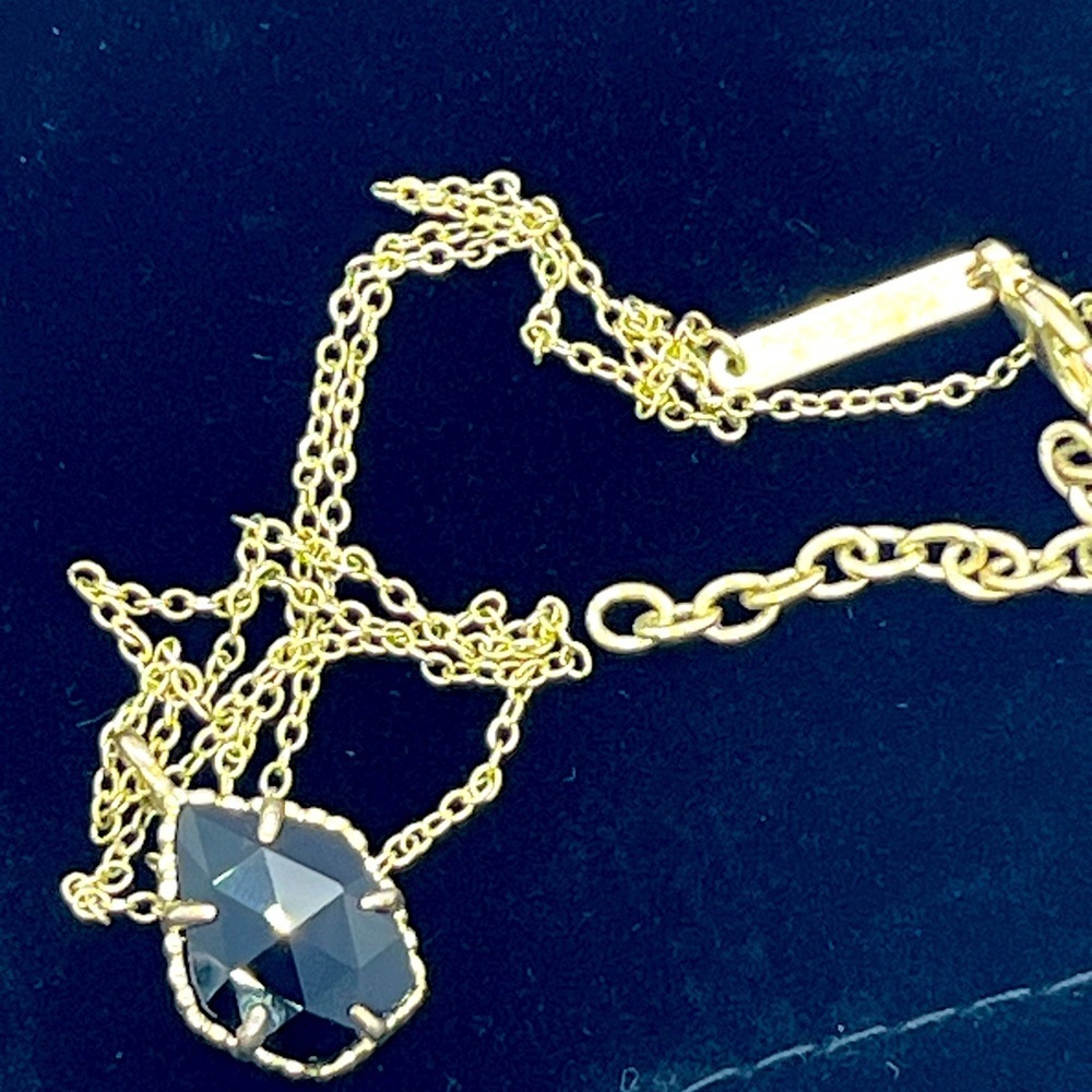 NWOT Kendra Scott Gold Plated Brass Black Faceted Teardrop Necklace